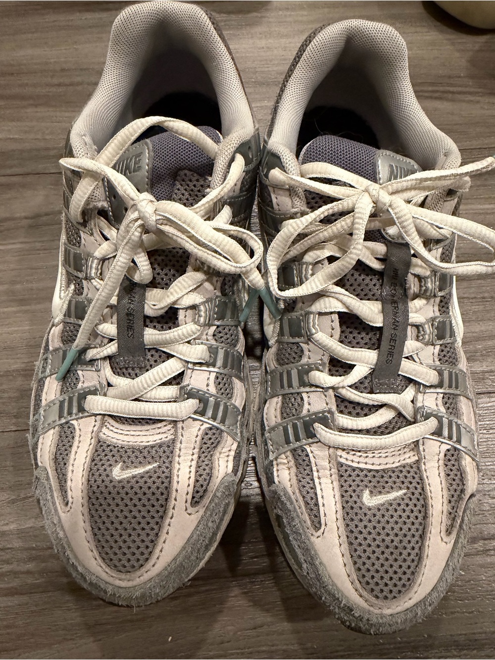 Nike Light Gray and White Mesh Sneakers